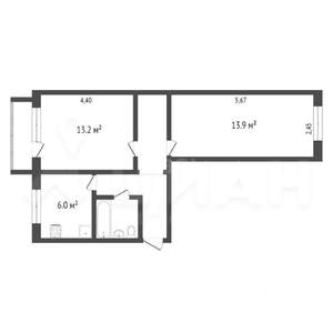 2-к квартира, вторичка, 47м2, 3/4 этаж